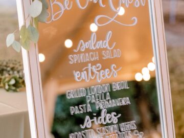 Signage for a wedding reception menu